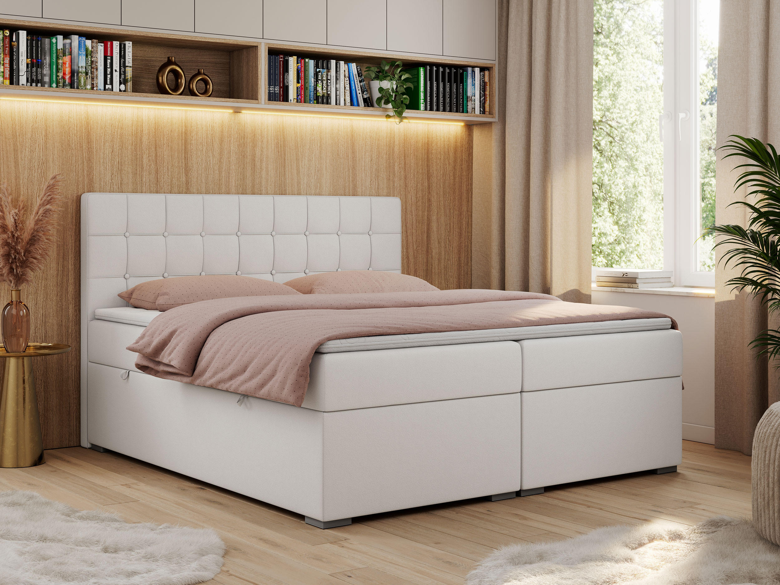 BOXBETT CARMEN 120/200 Weiß Kunstleder - H3 - Weiß, Holz/Textil (120/200cm) - MKS