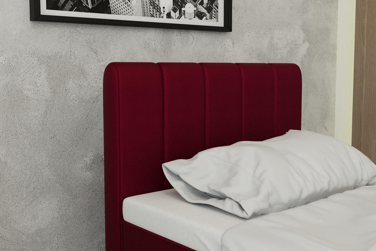 BOXBETT AVALON 90 x 200 cm mit Bettkasten und Topper - Rot - Rot, Holz - Panda Möbel