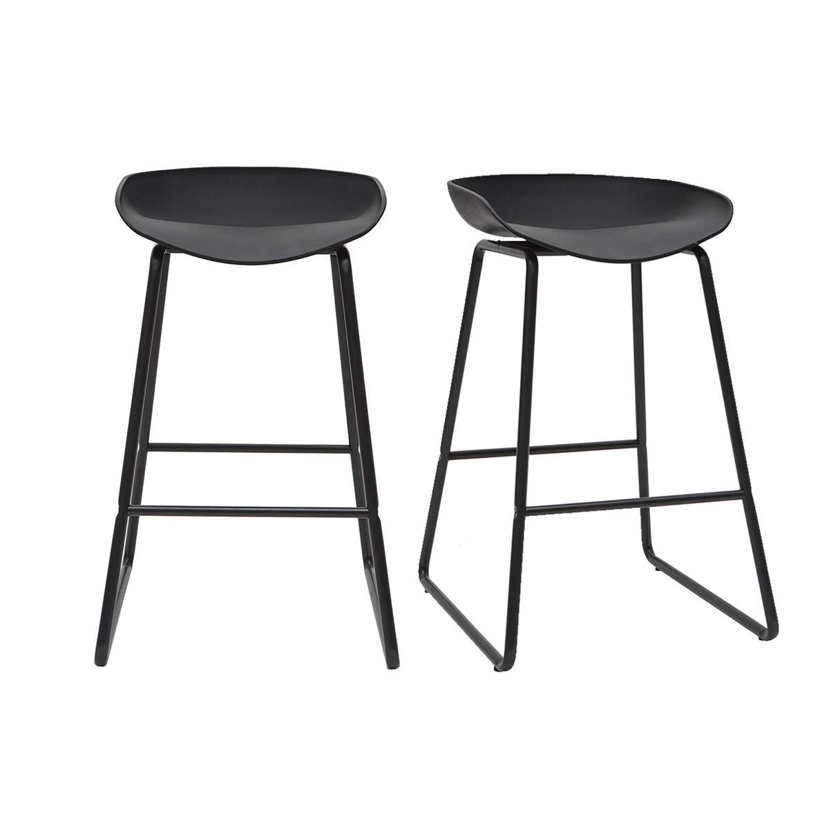 BARHOCKER Design Schwarz Metall 2er-Set PEBBLE - Schwarz, Kunststoff (55/75.5/47cm) - Miliboo