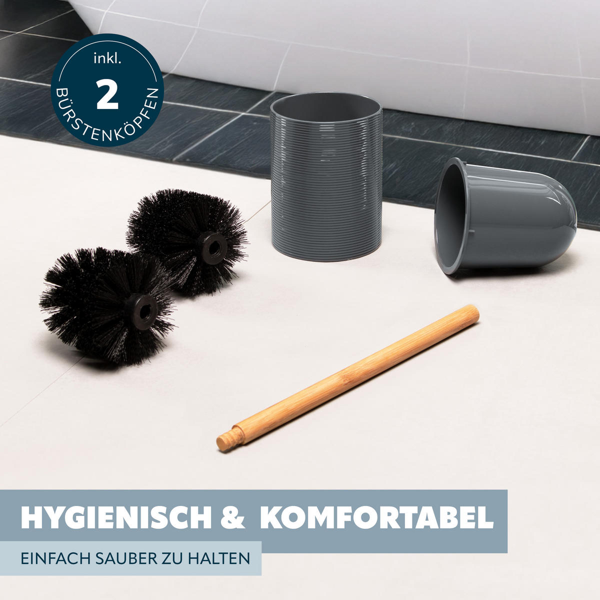 WC-BÜRSTE SEGNO, grau - Grau, Kunststoff (10.4/39/10.4cm) - bremermann