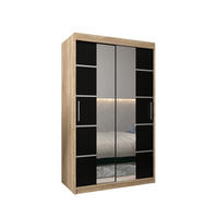 SCHWEBETÜRENSCHRANK 200/120/62 2-türig - Silberfarben/Schwarz, Holz/Kunststoff (120/200/62cm) - Abiks Möbel