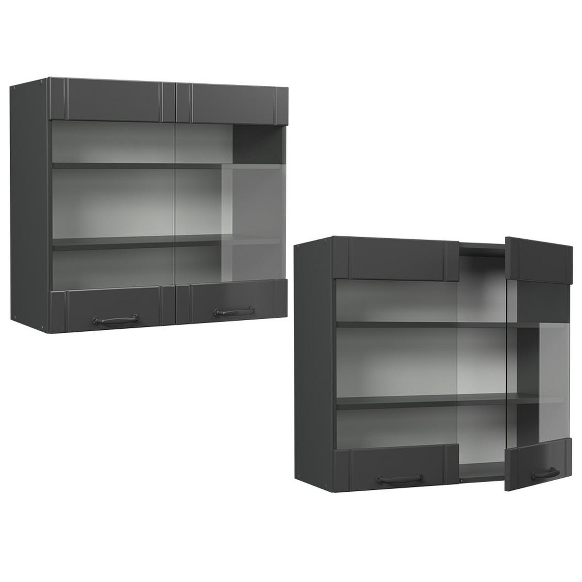 SKLENĚNÁ KUCHYŇSKÁ SKŘÍŇKA Fame-Line Tmavě šedá - tmavě šedá/antracitová, kompozitní dřevo (80/72/34.1cm) - Vicco