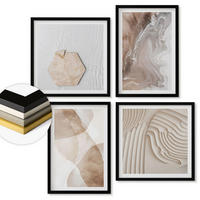 WANDBILDER 4er-Set - 50x50 cm & 40x60 cm Schwarzer Rahmen - Abstrakte bemalte Strukturen - Schwarz, Kunststoff (50/50cm) - ArtPrintCave