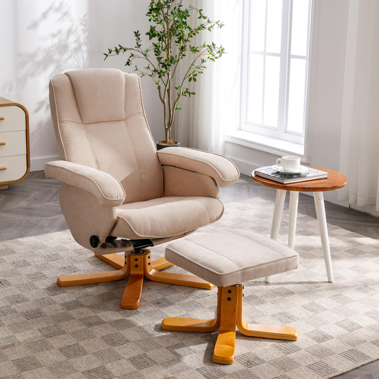 RELAXSESSEL CHARLES Stoffbezug Beige - Beige, Textil (75/95/68cm) - SVITA