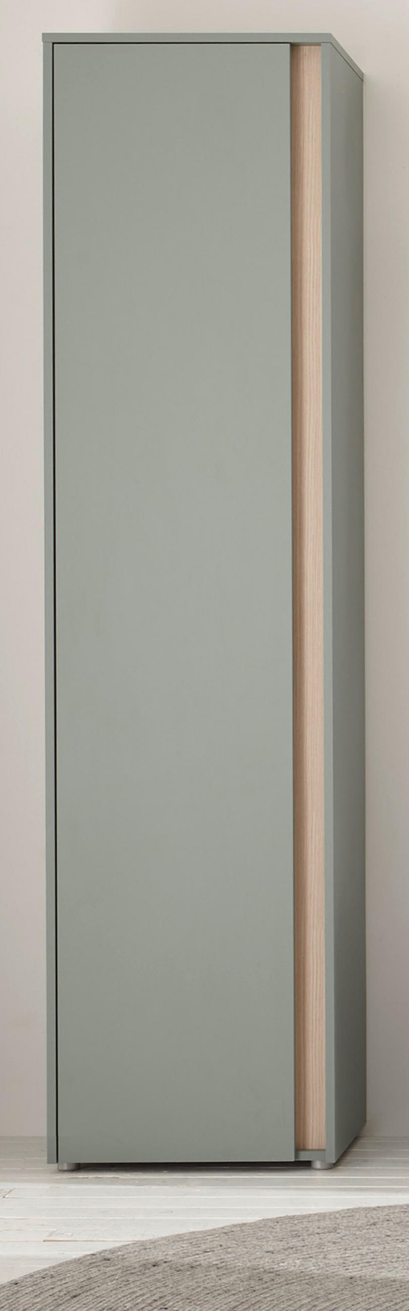 SCHUHSCHRANK in Salbei Grün und Eiche, großer Flurschrank 50 x 200 cm, variabel bis 10 Fächer - Salbeigrün/Eichefarben, Holz/Holzwerkstoff (50/200/40cm) - Furn.Design