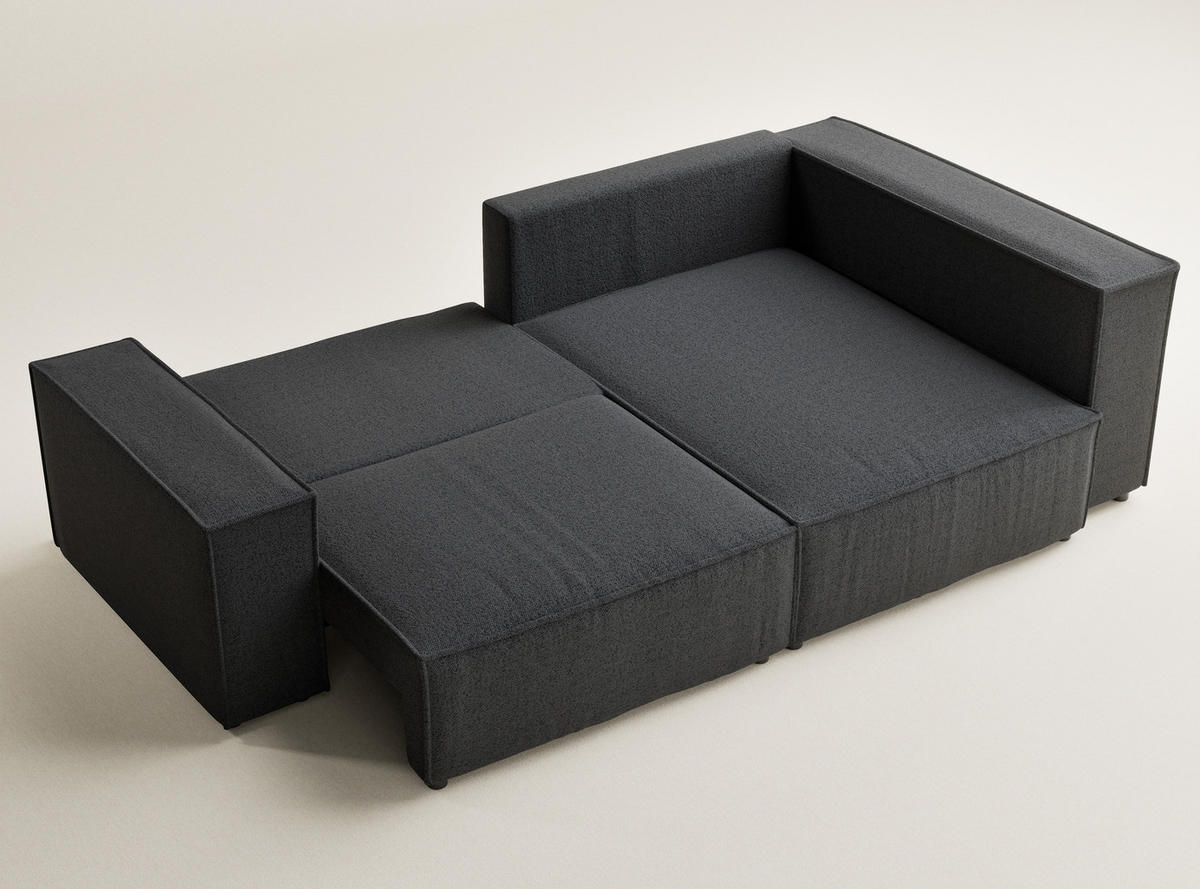 ECKSOFA MIT SCHLAFFUNKTION Tonga Anthrazit Webstoff - Anthrazit/Schwarz, Holz/Holzwerkstoff (255/105cm) - Maison de Reve