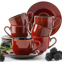 KAFFEESERVICE ESPRESSO 6 Personen GAMBIA 12-tlg - Rot, Keramik (9.5/6.5/9.5cm) - Ritzenhoff Breker