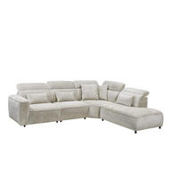 ECKSOFA mit 5-fach verstellbare Kopflehnen und pflegeleichter Mikrofaser-Chenille-Bezug - Taupe/Schwarz, Kunststoff/Textil (285/339cm) - ed exciting design