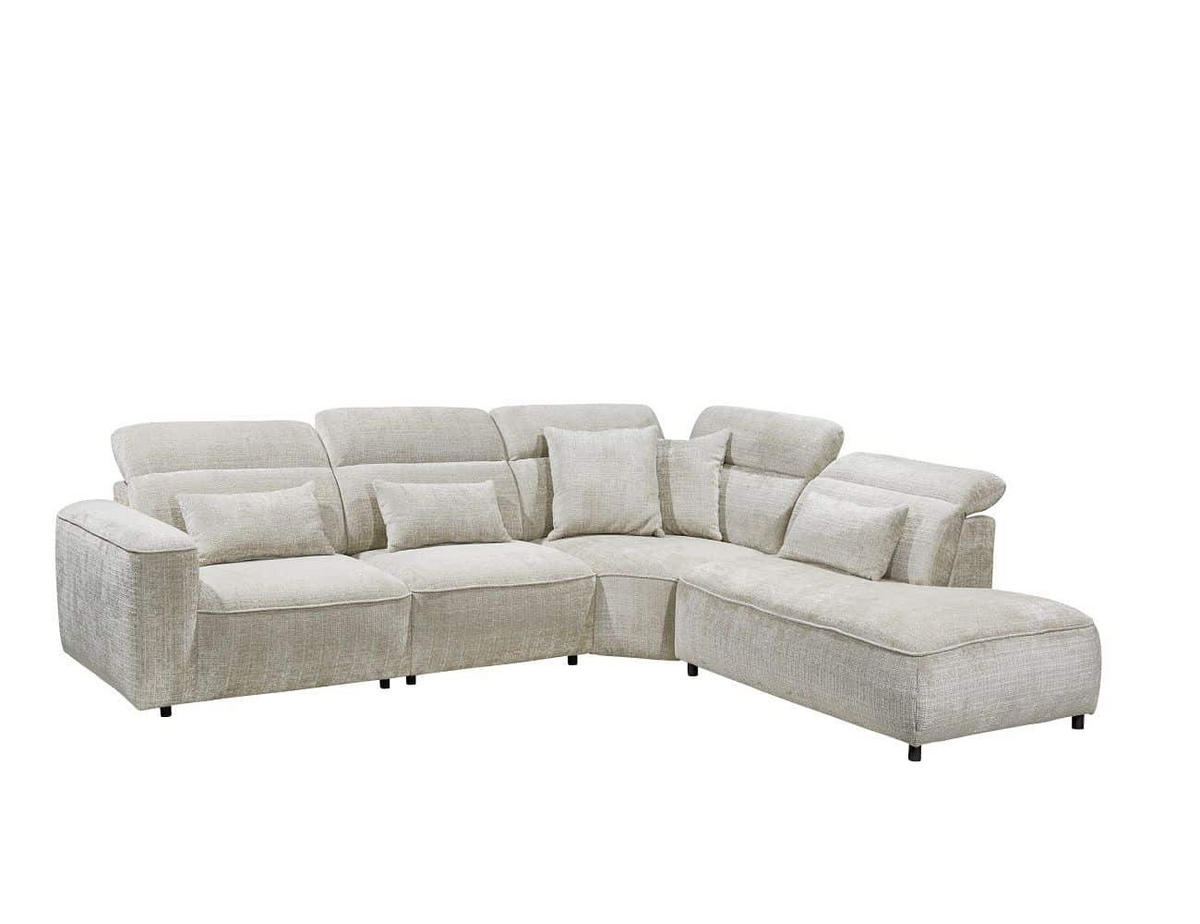 ECKSOFA mit 5-fach verstellbare Kopflehnen und pflegeleichter Mikrofaser-Chenille-Bezug - Taupe/Schwarz, Kunststoff/Textil (285/339cm) - ed exciting design