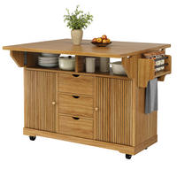 KÜCHENINSEL DE-41170 142,5/40-80/95 cm mit ausklappbaren Tischverlängerungen Dunkelbraun - Dunkelbraun, Holzwerkstoff (142.5/95/80cm) - ComfortXL