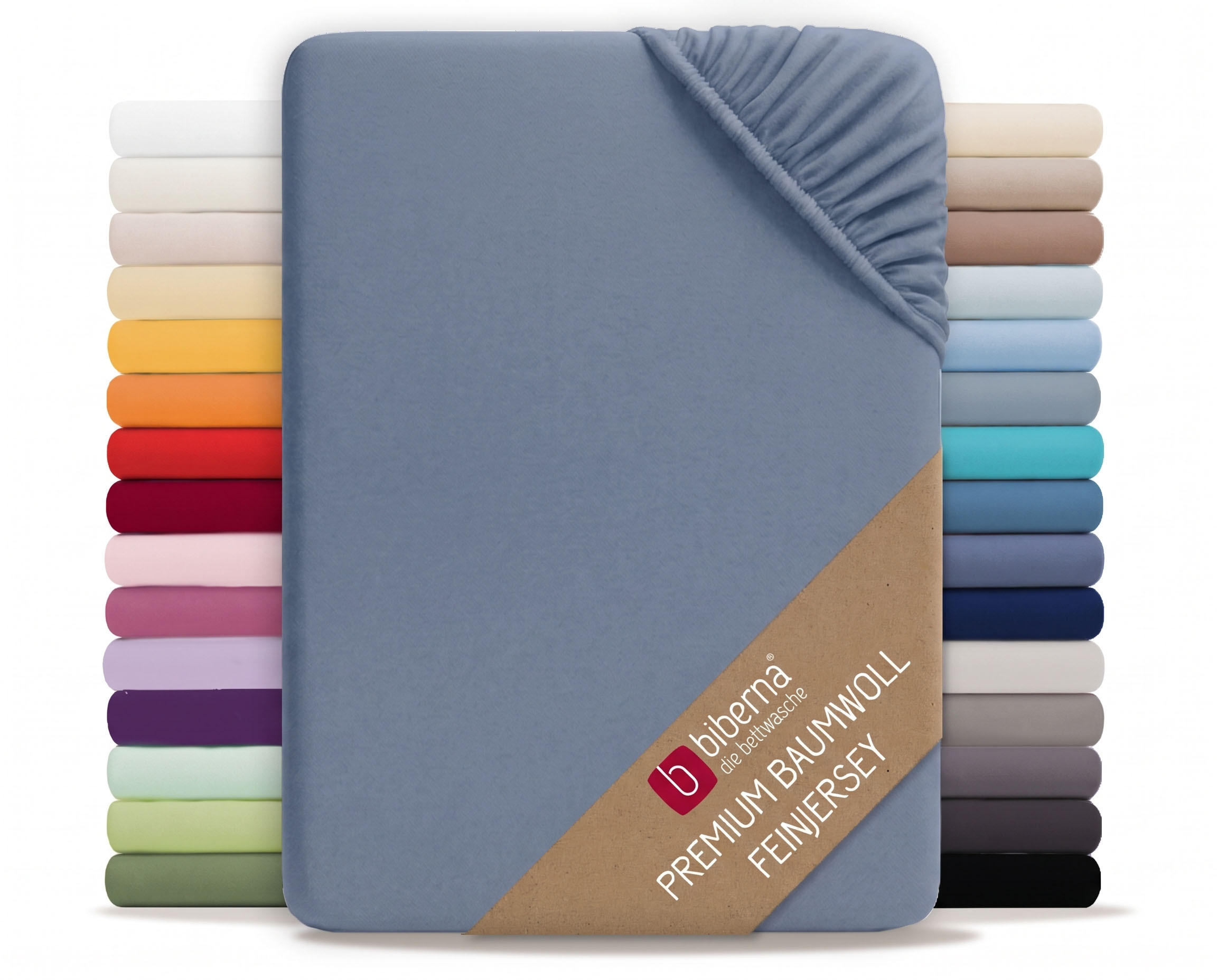 SPANNBETTTUCH Premium Jersey blau, 60x120 cm - 70x140 cm - Blau, Textil (70/140cm) - biberna