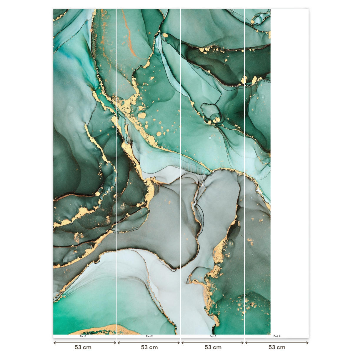 TAPETE - Gold - Marmor - Grün - Luxus - Marmoroptik - Grau - 180x280 cm - Grün, Papier (180/280cm) - OnlyWow