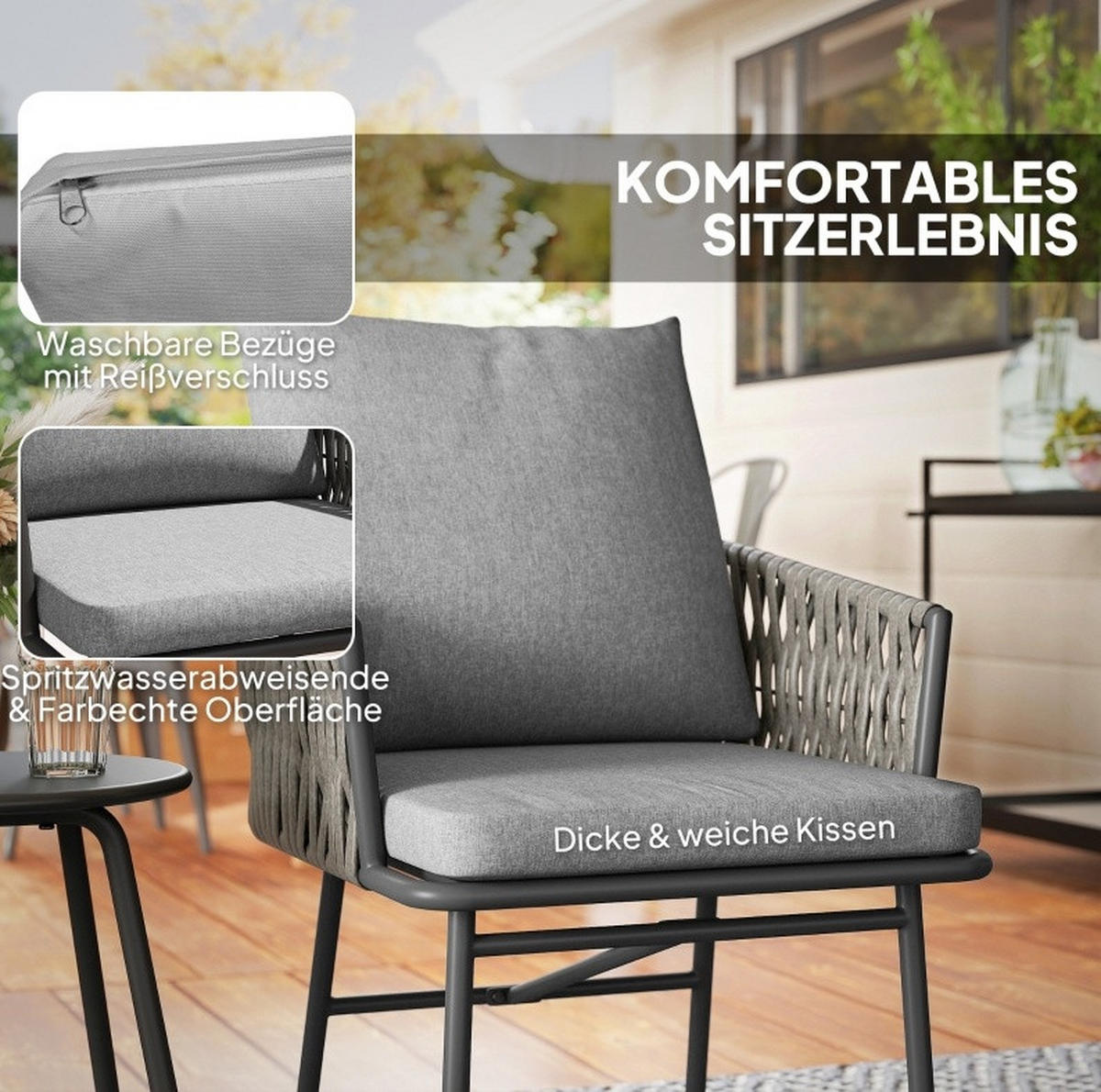 GARTENSET 58/69/63 cm Grau aus Stahl 3er Set - Grau, Metall - OKMYHOME