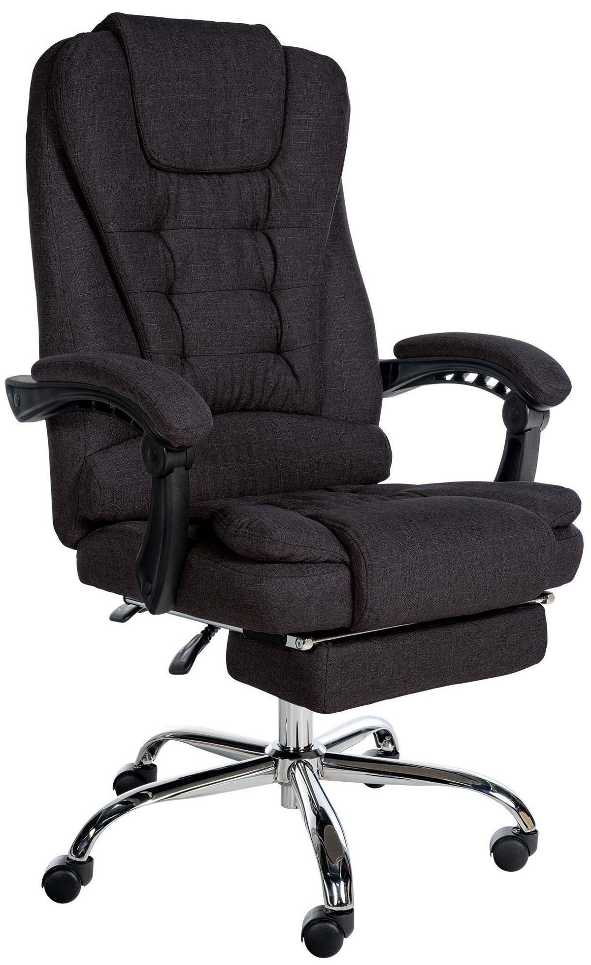 CHEFSESSEL Stoff schwarz - Chromfarben/Schwarz, Textil/Metall (67/115/68cm) - CLP