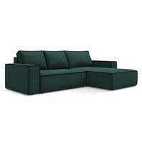 ECKSOFA mit Schlaffunktion Strukturstoff Stoff Grün - Dunkelgrün/Schwarz, Kunststoff/Textil (290/185cm) - Makamii