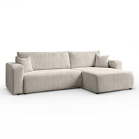 ECKSOFA Sofia in L-Form 277 x 143 cm Schlaffunktion Bettkasten Couch Cord universale Seite, cremig - Creme, Kunststoff (143/83/277cm) - Margaret Hadas24
