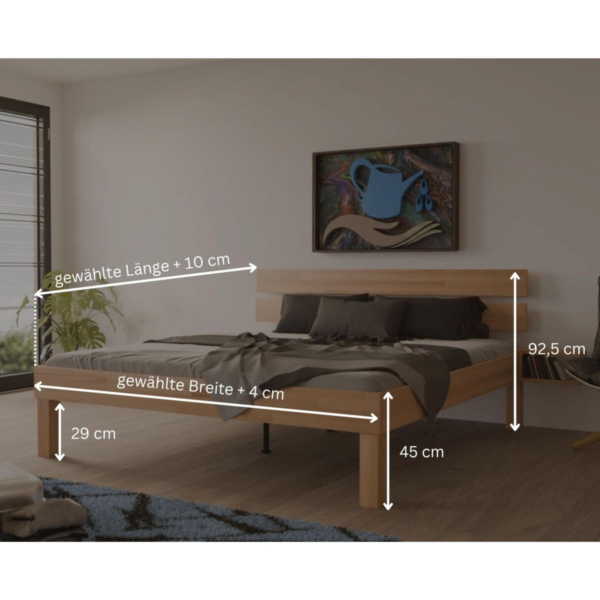 KOMFORTBETT 140/200 cm aus Kernbuche - Braun, Holz (140/200cm) - MeinMassivholz