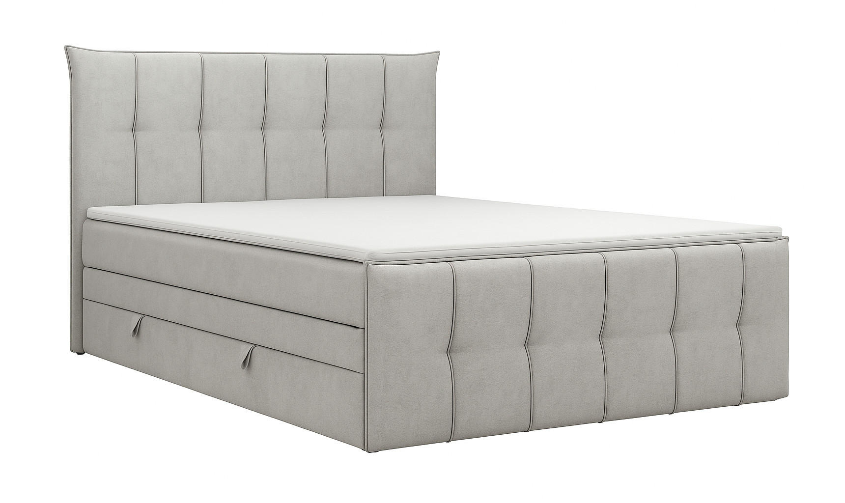BOXSPRINGBETT SUPREME mit Topper und Bettkasten, Hellgrau, 160x200 cm - Hellgrau, Textil (160/200cm) - KS Home Concept