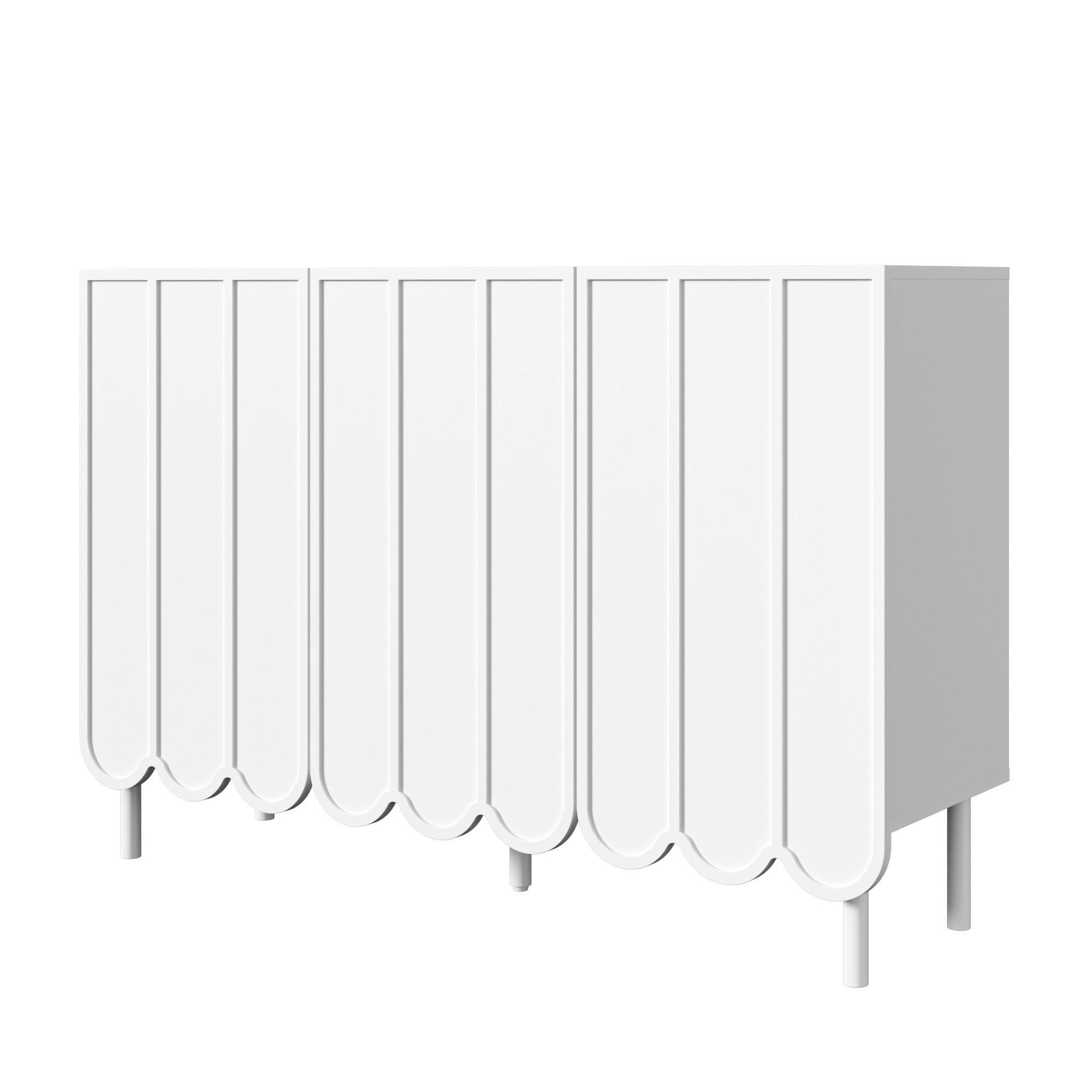 SIDEBOARD mit 3 Türen & 3 Schubladen, Weiß & Holzoptik, 160 x 40 x 80 cm - Weiß, Holzwerkstoff/Metall (120/80/35cm) - Urban Meuble