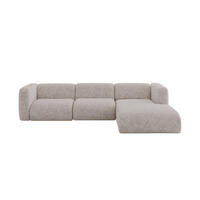 ECKSOFA Ottomane Rechts MIRA-L2 318x179x89 Hellgrau Velours - Hellgrau/Schwarz, Holzwerkstoff/Kunststoff (318/179cm) - ALTDECOR