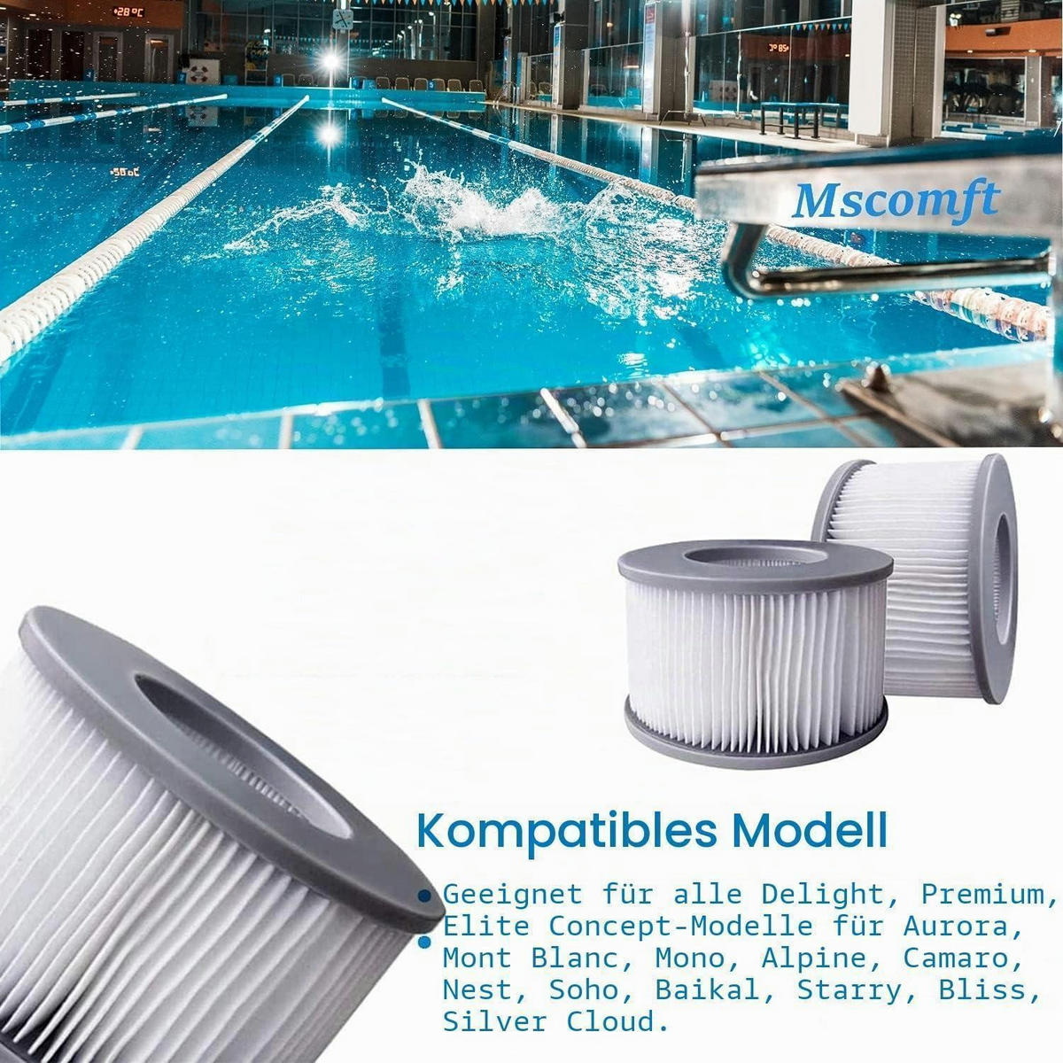 FILTERKARTUSCHE 4er Set für Whirlpools und Spas - Grau, Kunststoff (10.5/6.7/10.5cm)