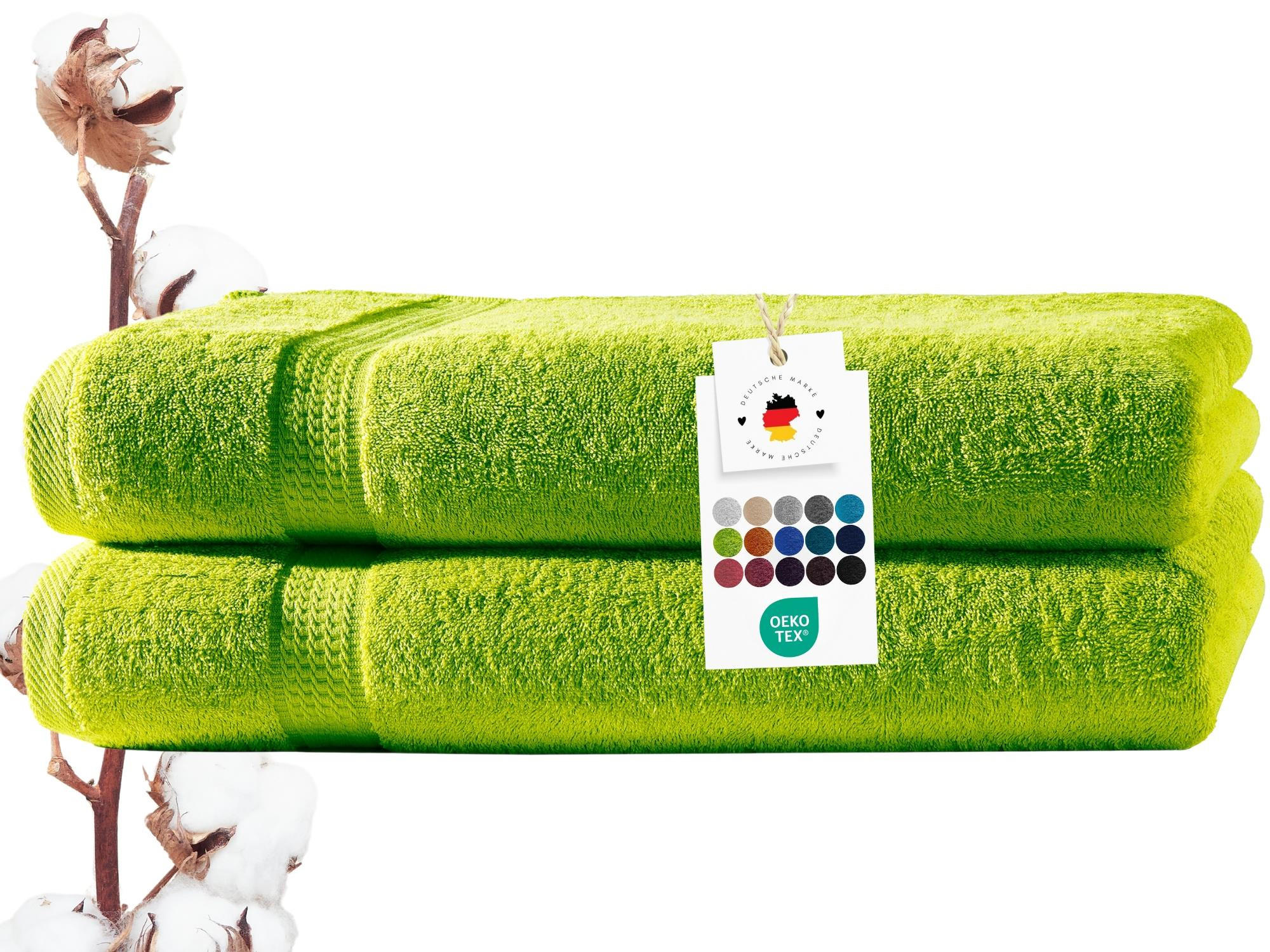 BADETUCH 100x150 cm Frottier Handtücher im 2er Set aus 100% Baumwolle, Grün 500g/m2 - Grün, Textil (100/150cm) - Carpe Sonno