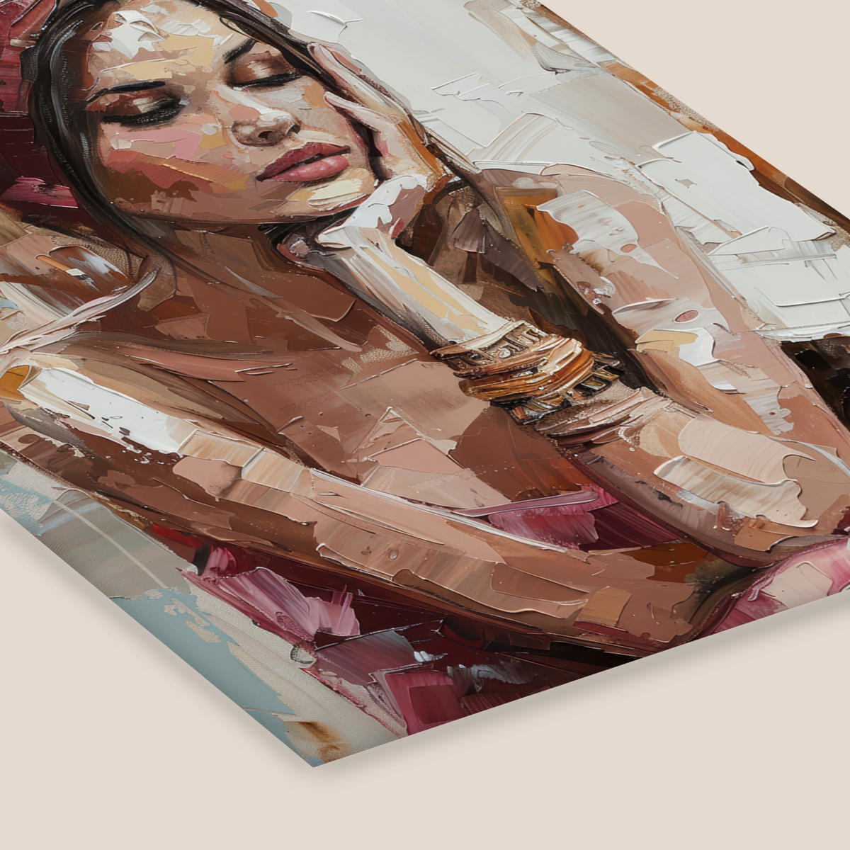 PLAKAT Z OKVIRJEM Portret ženske 30x40 cm - starinsko roza, papir (30/40cm) - MuchoWow