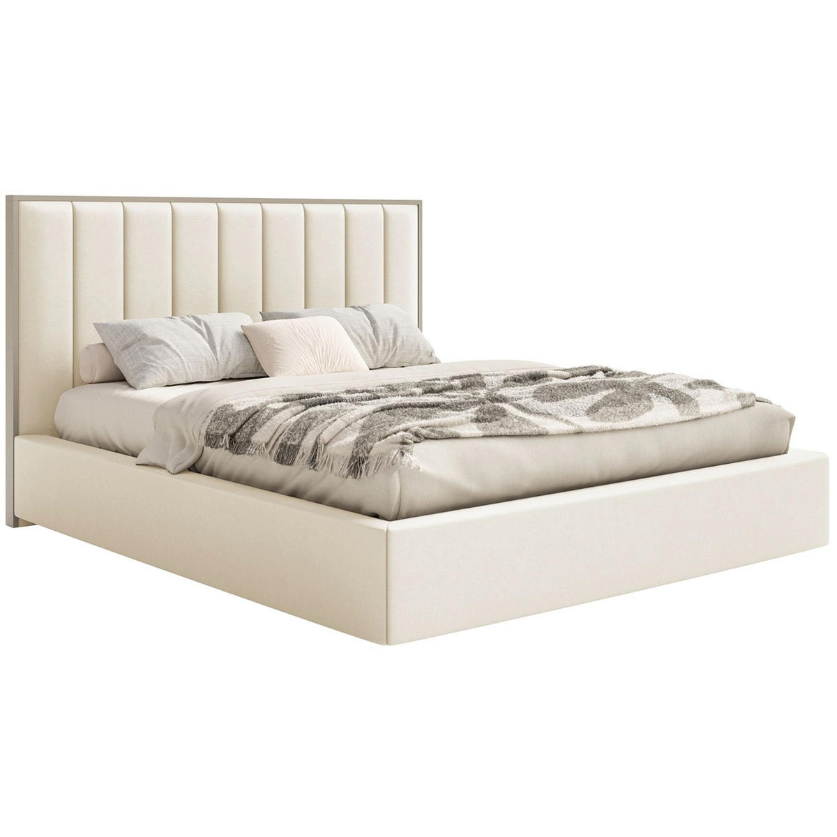 POLSTERBETT Togents Creme mit Veloursbezug, Bettkasten und LED, 140x200 cm - Creme, Textil (140/200cm) - Selsey