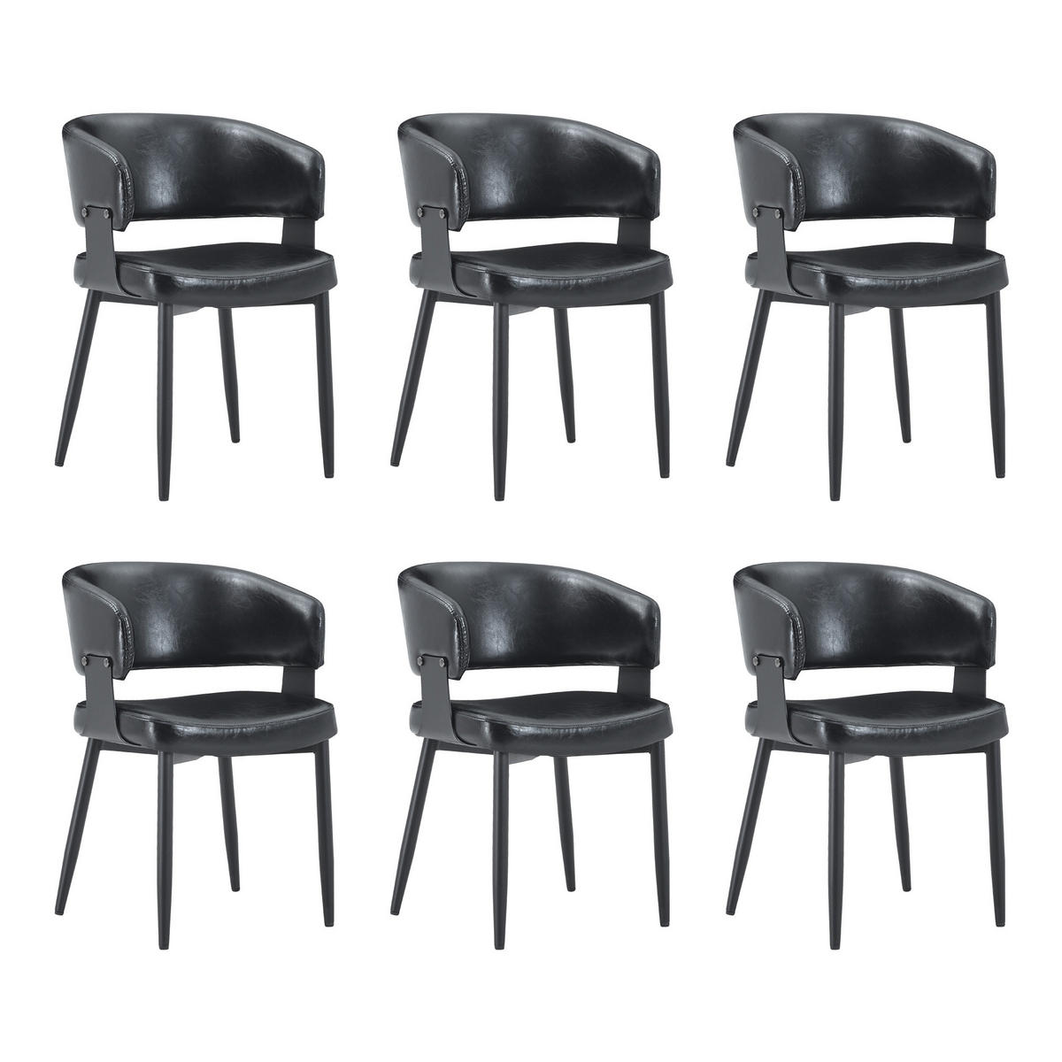 ESSZIMMERSTUHL PANG-B7N4X2 2er-Set Schwarz - Schwarz, Fell/Metall (48/77.3/46.5cm) - PANGIVO