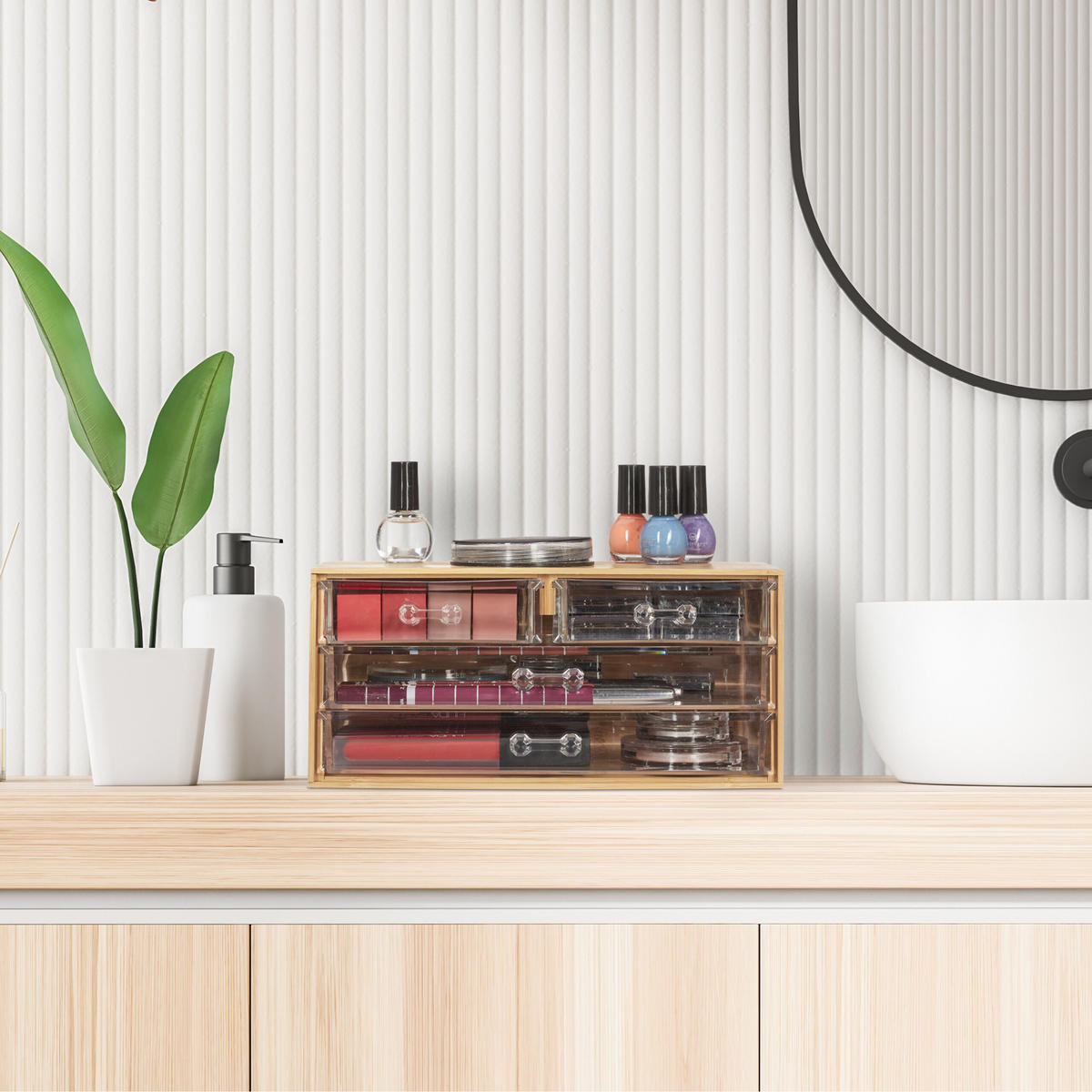 MAKEUP-ORGANIZER - Multicolor, Holz/Kunststoff (23.5/11/15cm) - Relaxdays
