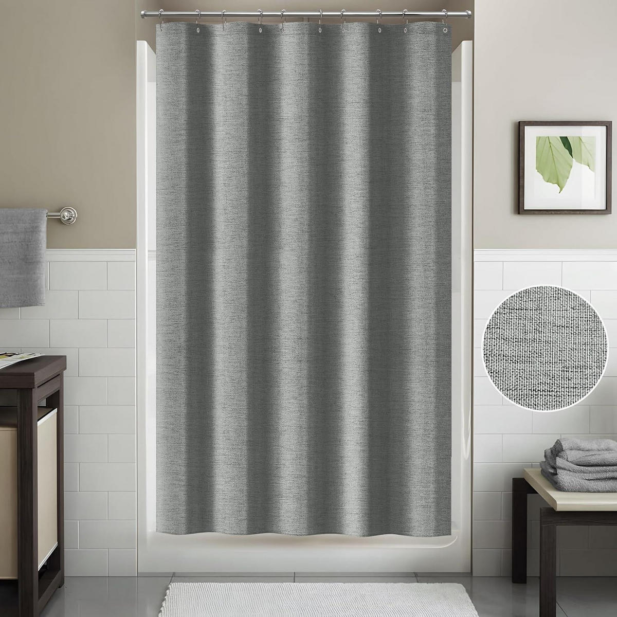 DUSCHVORHANG Leinen Grau 152 x 214 cm - Grau, Textil (152/214cm)