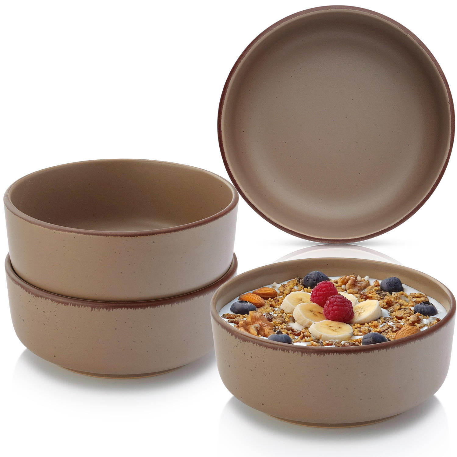 SCHALEN BOMBAY OAK - 4 teilig aus Steingut - Braun, Stein (16.5/16.5/6.5cm) - Sänger