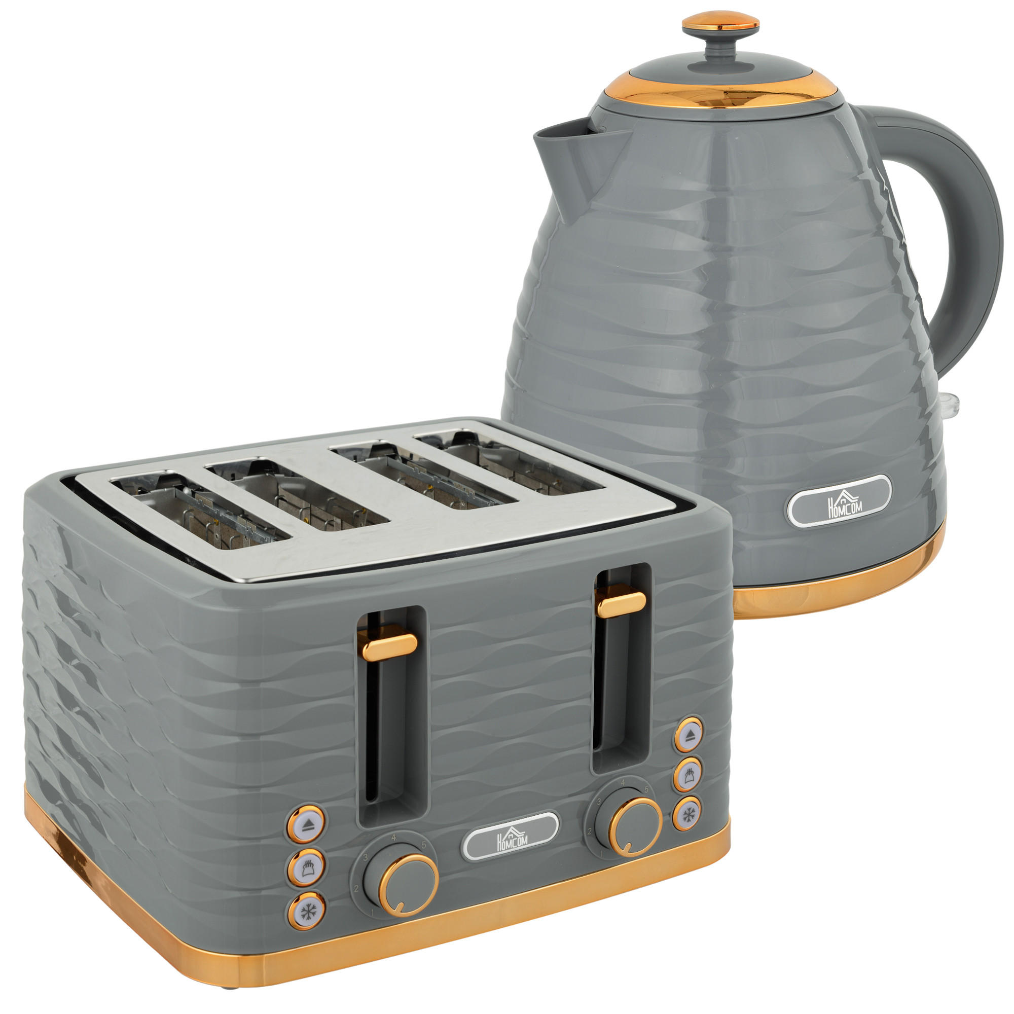 KOCHER-TOASTER-SET 2er Set Kunststoff Stahl Grau - Grau, Kunststoff (19.5/23.2/24.1cm) - HOMCOM