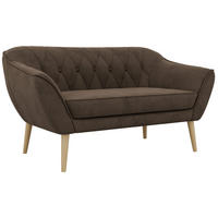 2-SITZER-SOFA PIRS - Braun Velvet - Holzbeine - Dunkelbraun/Buchefarben, Holzwerkstoff/Textil (140/75/74cm) - MKS