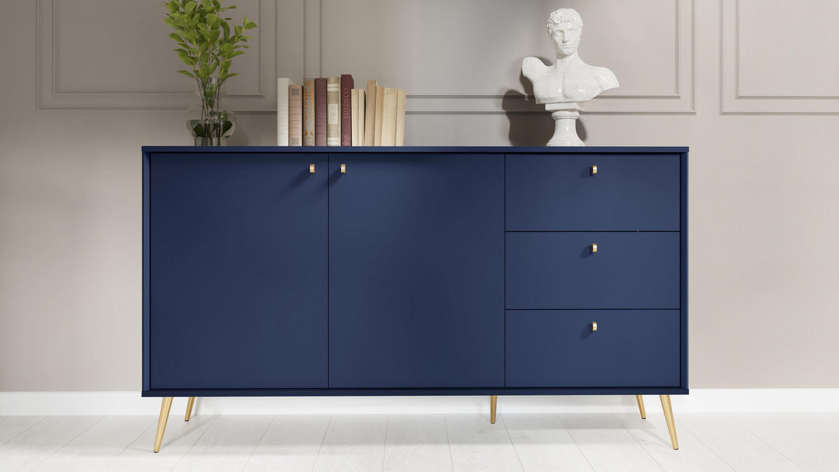 KOMMODE Dunkelblau 156/89/41 - Dunkelblau, Holzwerkstoff (156/89/41cm) - RAUMHIRSCH FURNITURE