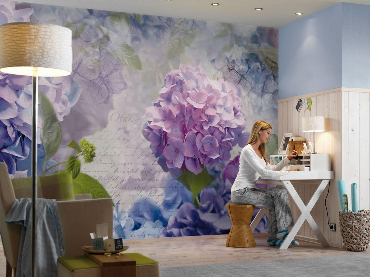 FOTOTAPETE Blumen 368 x 254 cm - Lila, Papier (368/254cm) - Sanders & Sanders
