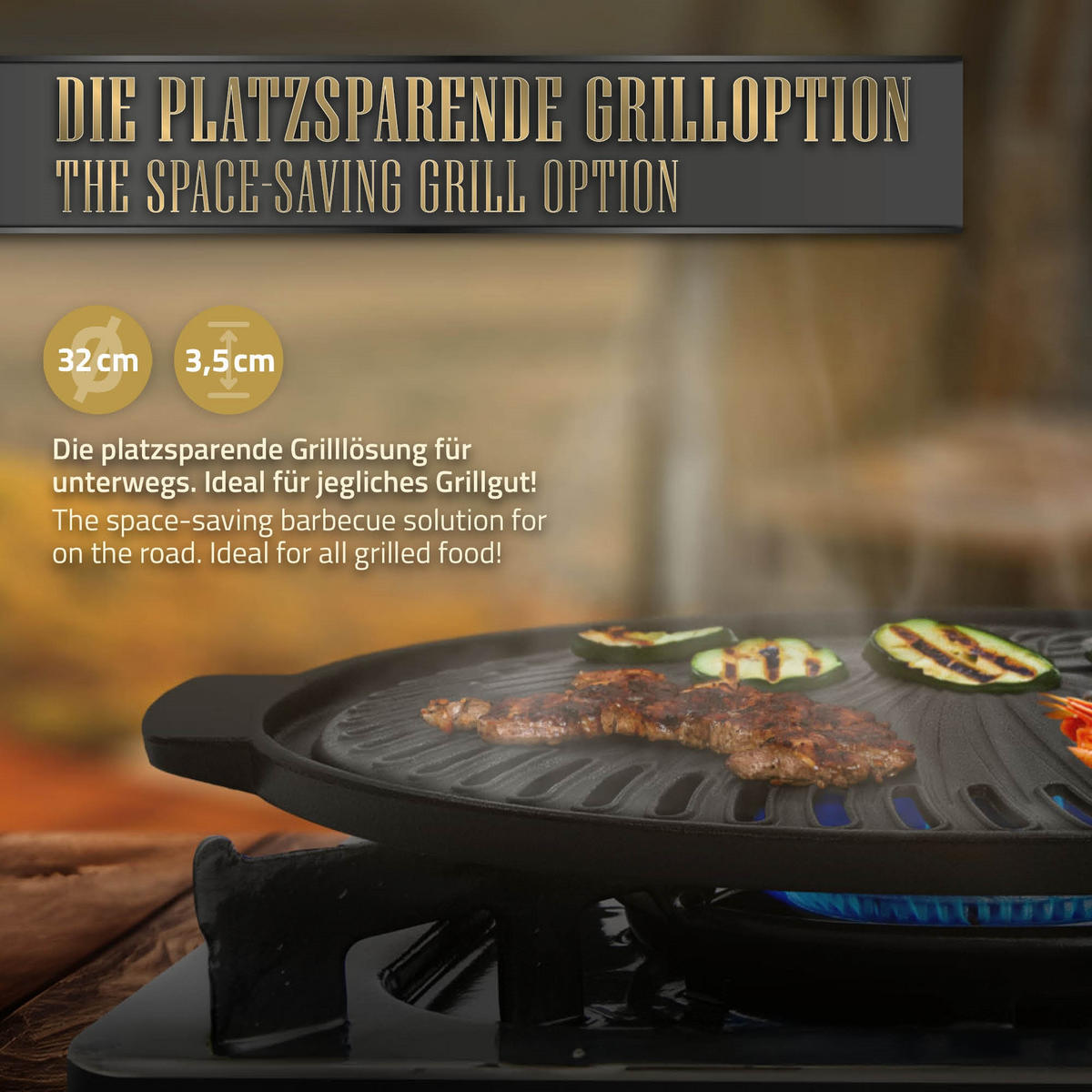 RAKETENOFEN mit Grillplatte Guss - Silberfarben, Metall (26/23/26cm) - BBQ Boss
