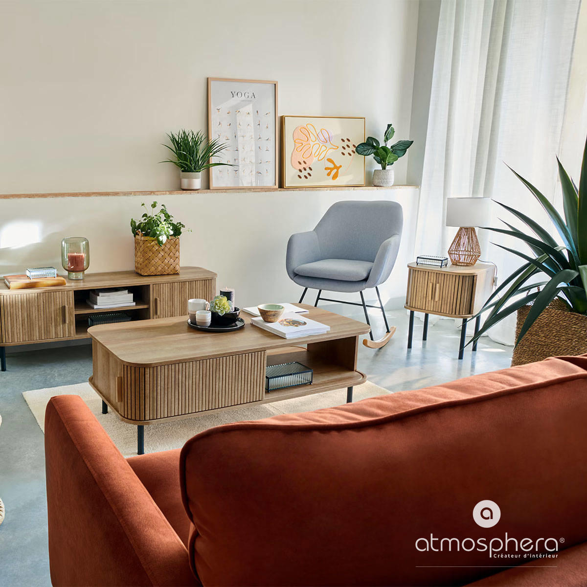 Thumbnail - Atmosphera Createur d´interieur Nachtschrank, Beige, Holzwerkstoff, 40x53x40 cm, Schlafzimmer, Nachttische
