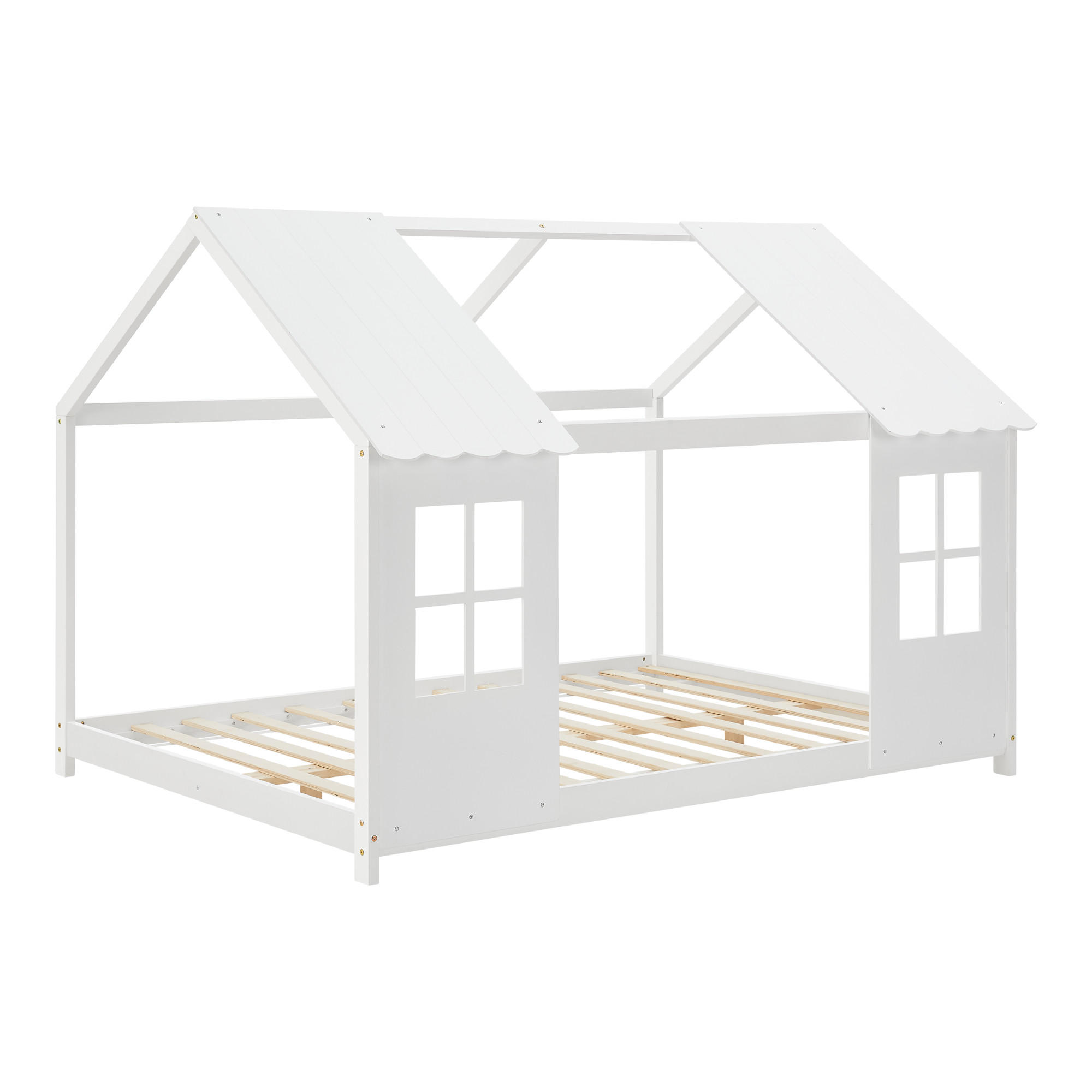 HAUSBETT Tostedt - Weiß, Holz (140/200cm) - [en.casa]