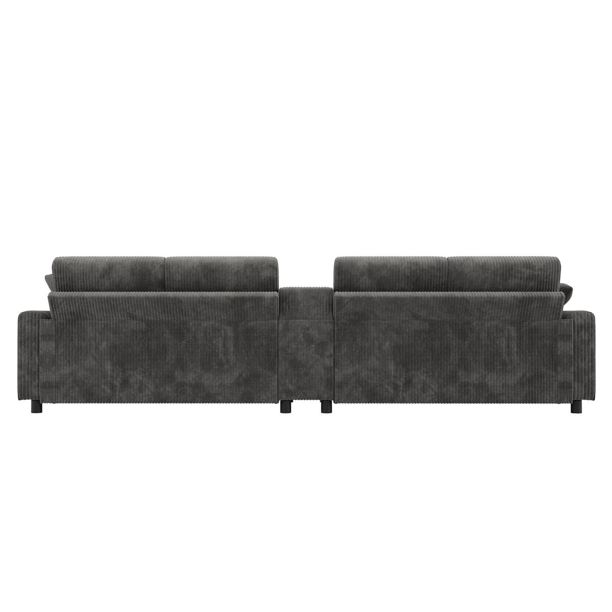 WOHNLANDSCHAFT 315/135/81 cm Grau mit 2 Fußhocker mit Stauraum und 1 Couchtisch - Grau, Textil (315/81/135cm) - Oxeza