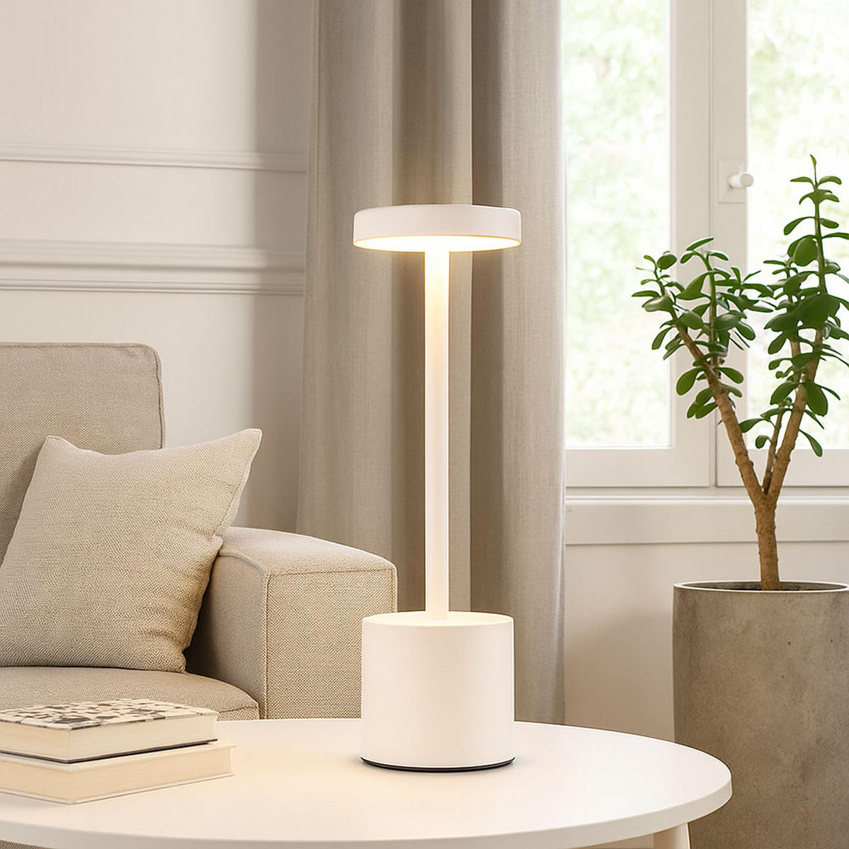 LED TISCHLAMPE POLINA Weiß - Weiß, Metall (8/8/34cm) - Globo Lighting