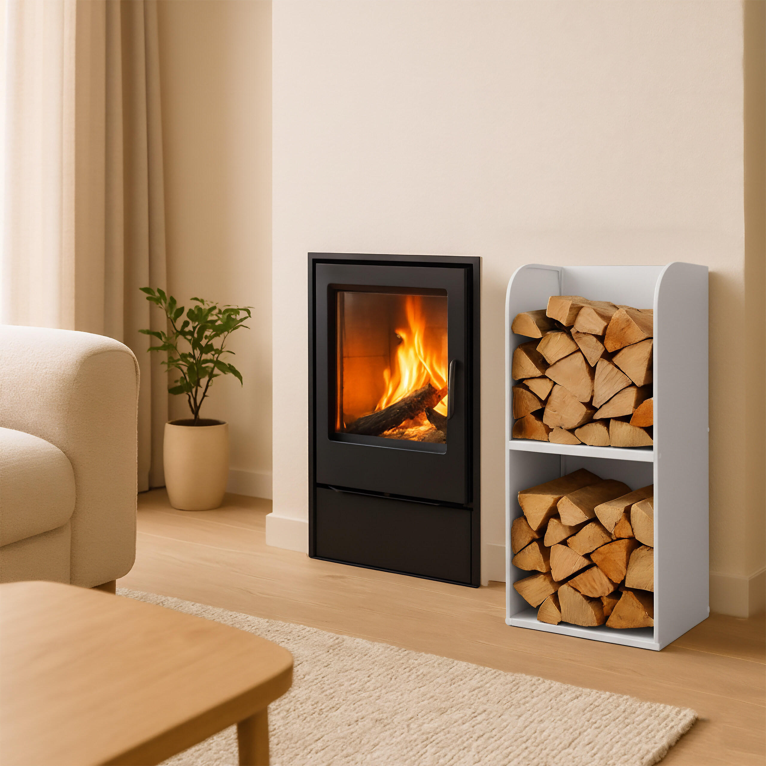 KAMINHOLZREGAL - Weiß, Metall (40/80/30cm) - Relaxdays