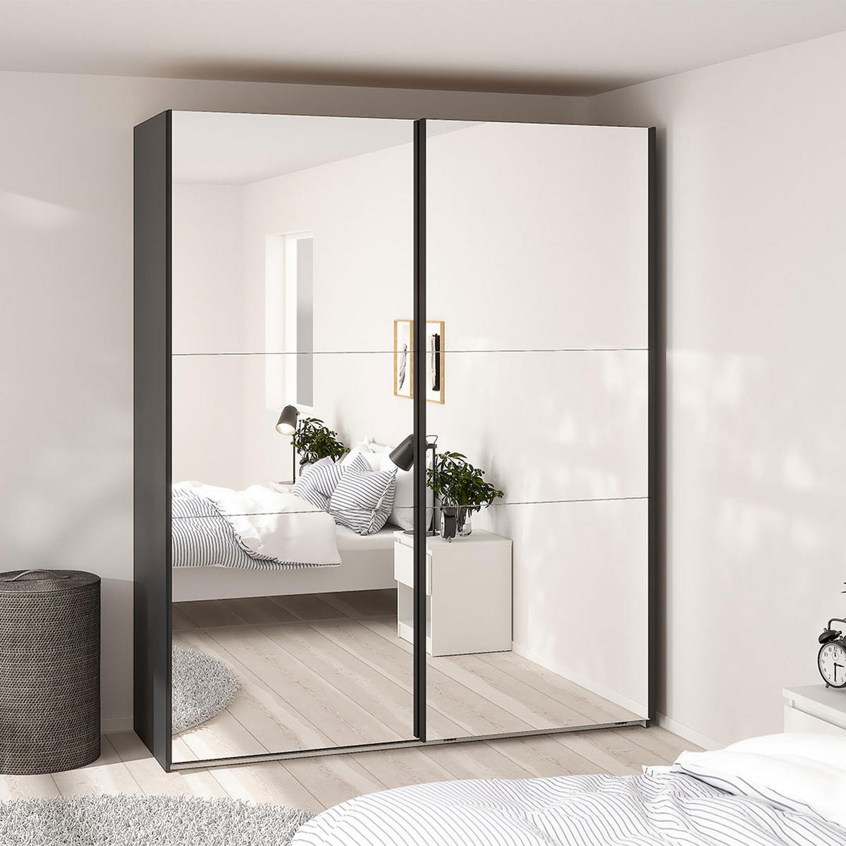 SCHIEBETÜRENSCHRANK, Como, Grau, Holzwerkstoff, 179 x 67 x 221 cm - Grau, Holzwerkstoff (179/221/67cm) - ebuy24