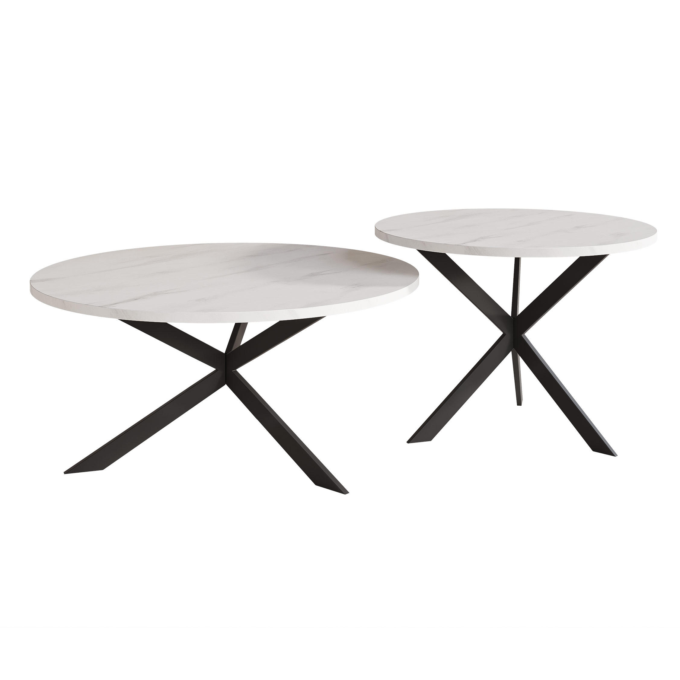 COUCHTISCH rund auf MDF, Weiß - Schwarz/Weiß, Holzwerkstoff (75/75/36cm) - Idohome
