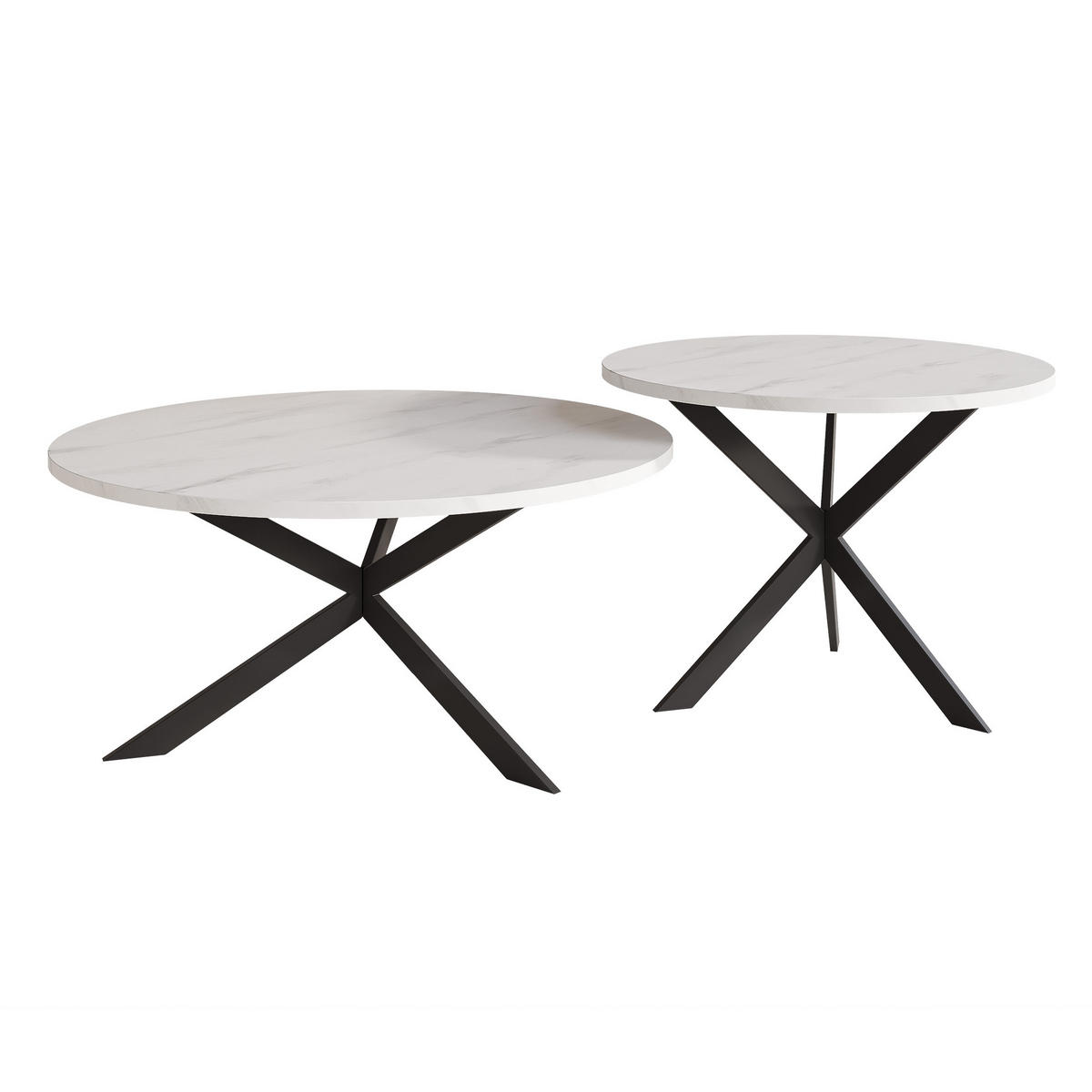 COUCHTISCH rund auf MDF, Weiß - Schwarz/Weiß, Holzwerkstoff (75/75/36cm) - Idohome
