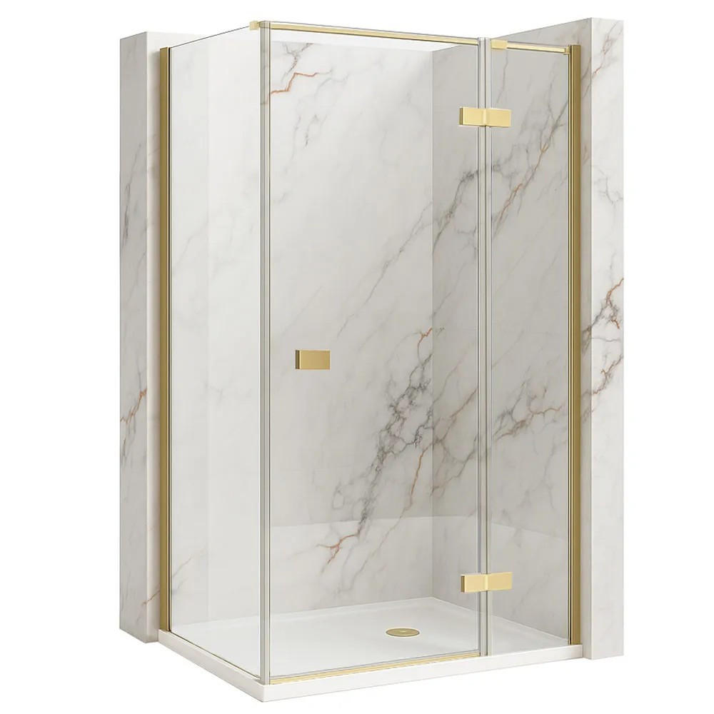 DUSCHKABINE Rea Atlas 80x80 Brush Gold linke - Goldfarben, Glas (80/80/200cm) - REA