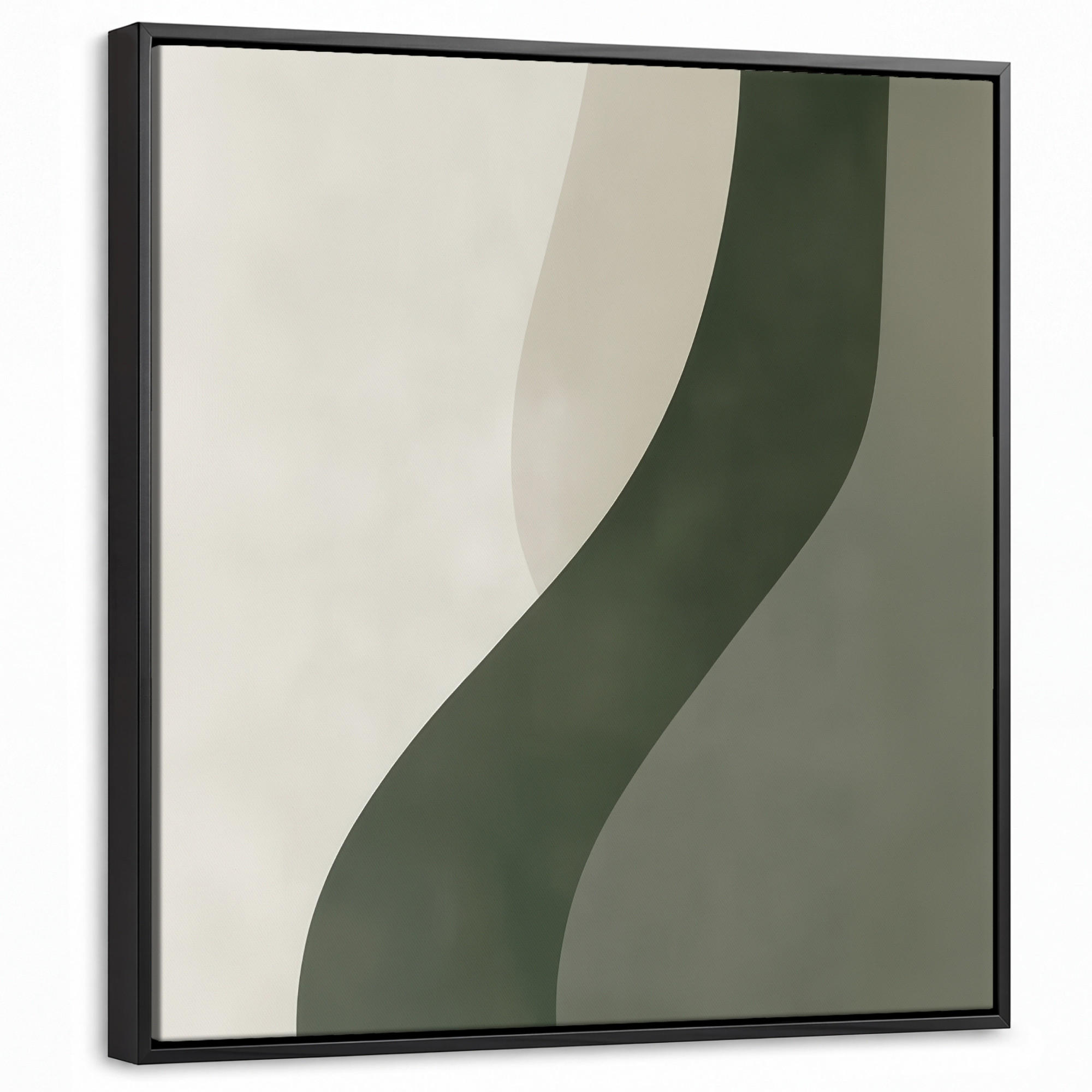 LEINWAND Bilder mit Rahmen - Japandi - Grün - Abstrakt - Modern - 50x50 - Salbeigrün, Textil (50/50cm) - MuchoWow