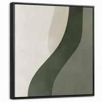 LEINWAND Bilder mit Rahmen - Japandi - Grün - Abstrakt - Modern - 50x50 - Salbeigrün, Textil (50/50cm) - MuchoWow