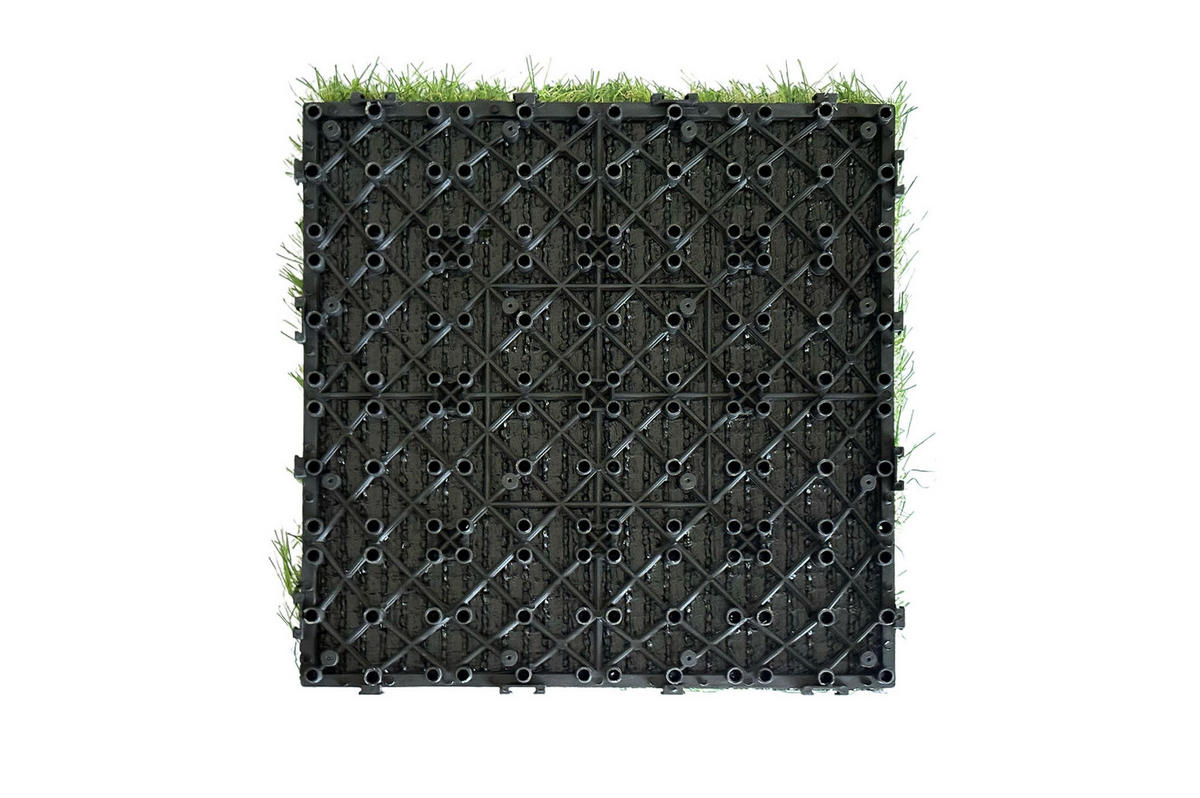 22ER-SET KORA-Kunstgrasplatten zum Zusammenstecken für die Terrasse, 30 x 30 cm - Grün, Kunststoff (30/30/4cm) - Casanoov