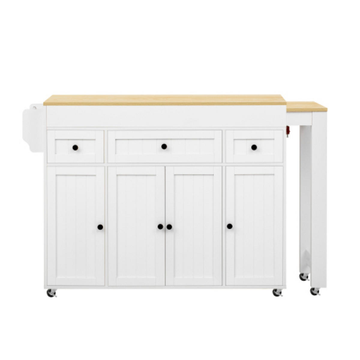 KÜCHENINSEL mit seitlich ausziehbarer Arbeitsplatte weiß-natur 137-190,6×45,2×92 cm aus MDF - Weiß, Holzwerkstoff (190.6/92/45.2cm) - Luhomfu